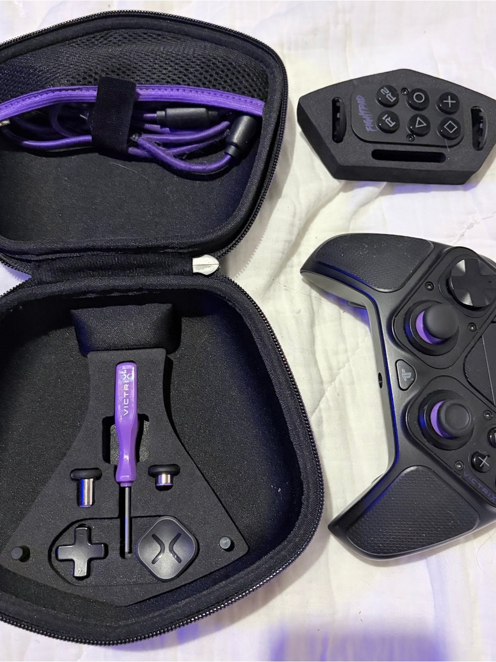 Sony Black and Purple Wireless Controller with Carry Case